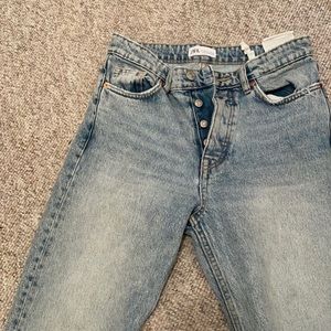 Zara light wash high waisted straight leg jeans